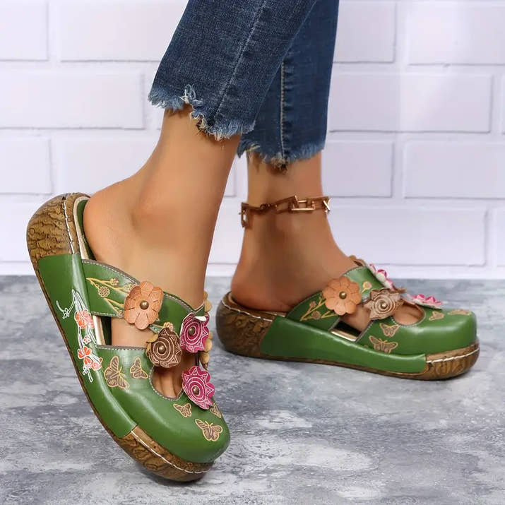 Quinn- Floral Mule Sandals