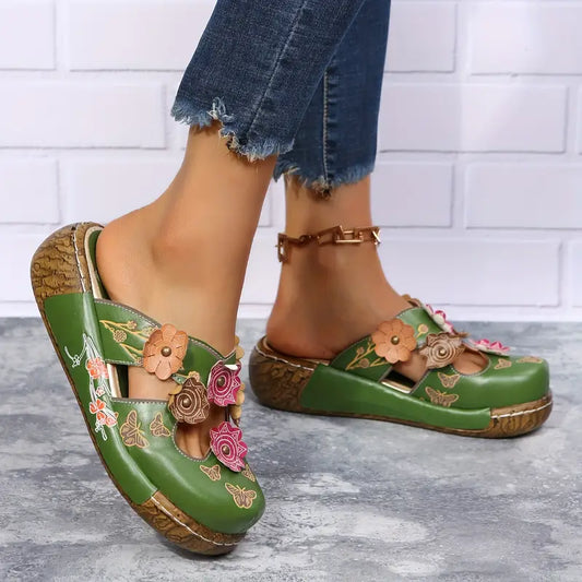 Quinn- Floral Mule Sandals