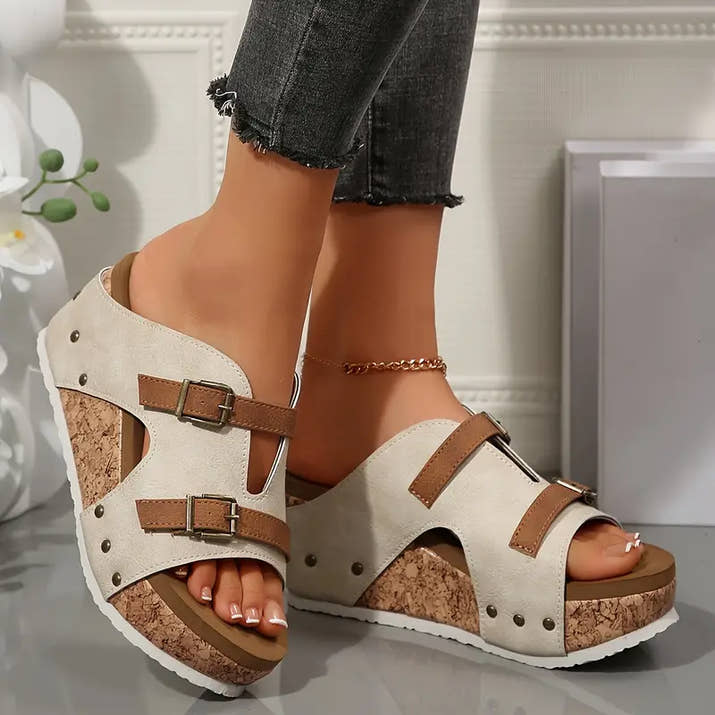 Pearl- Cork Wedge Sandals