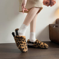 Selena - Leopard Print Winter Mules