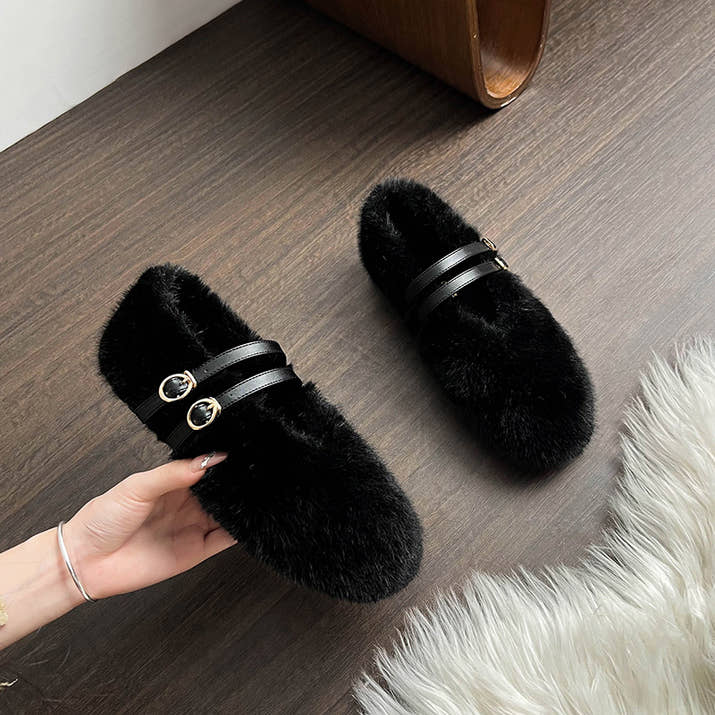 Zara - Chic Faux Fur Leopard Flats