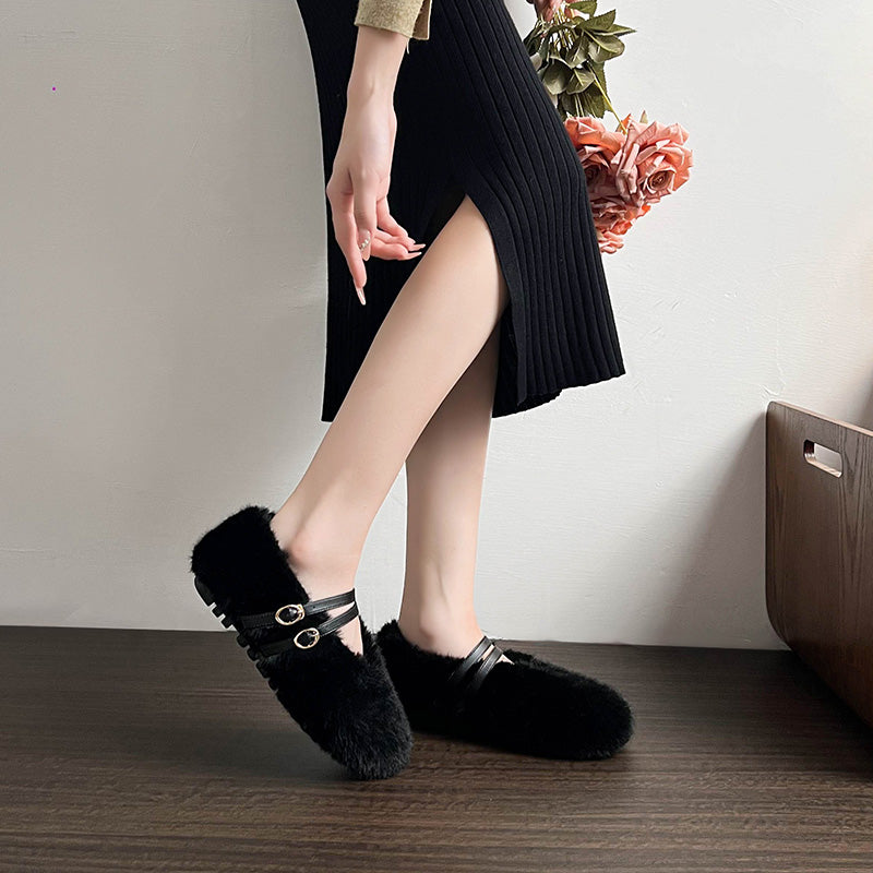 Zara - Chic Faux Fur Leopard Flats
