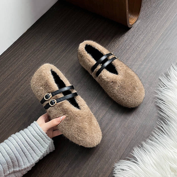 Zara - Chic Faux Fur Leopard Flats