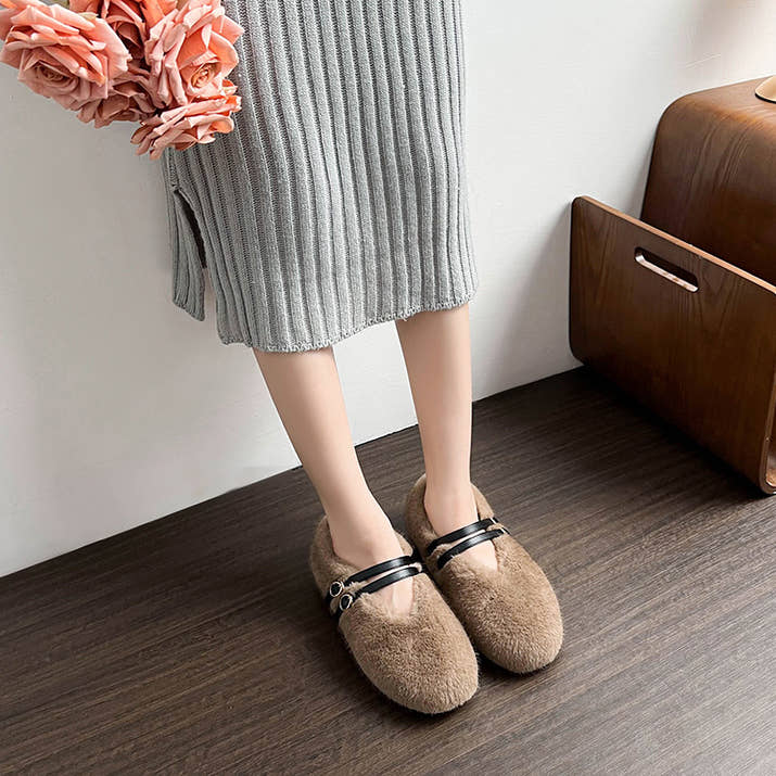 Zara - Chic Faux Fur Leopard Flats
