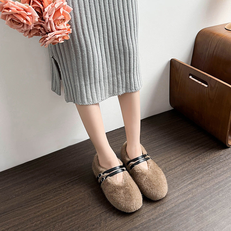 Zara - Chic Faux Fur Leopard Flats