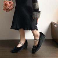 Stella - Rhinestone Strap Winter Flats