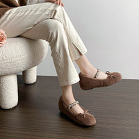 Stella - Rhinestone Strap Winter Flats