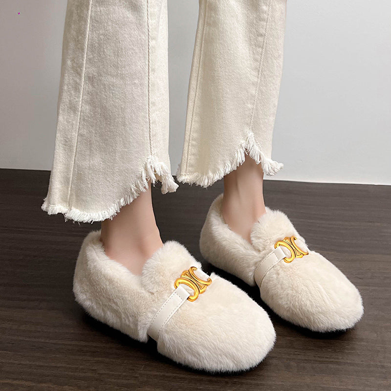 Isla - Buckled Fur Mocassins