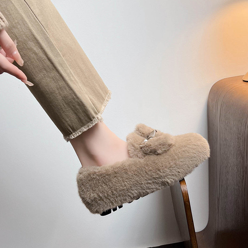 Isabella – Elegant Fur Bow Flats