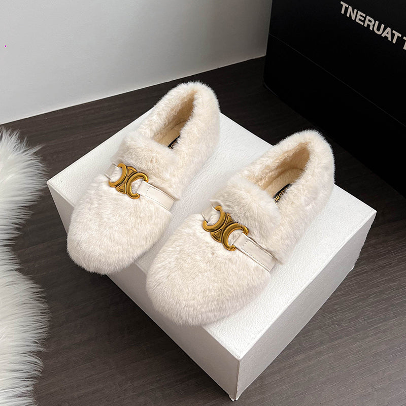 Isla - Buckled Fur Mocassins