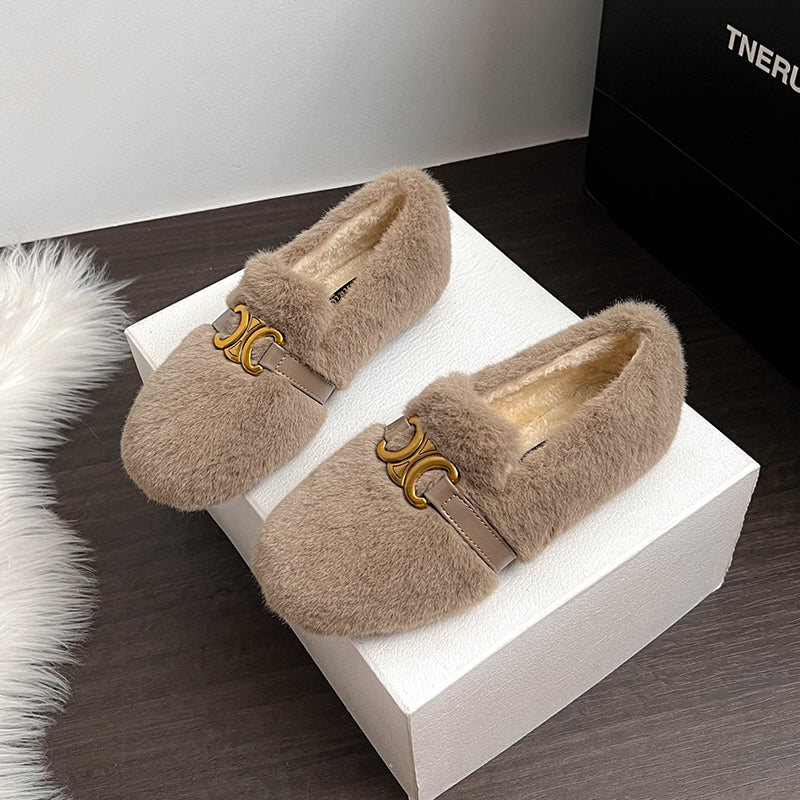 Isla - Buckled Fur Mocassins