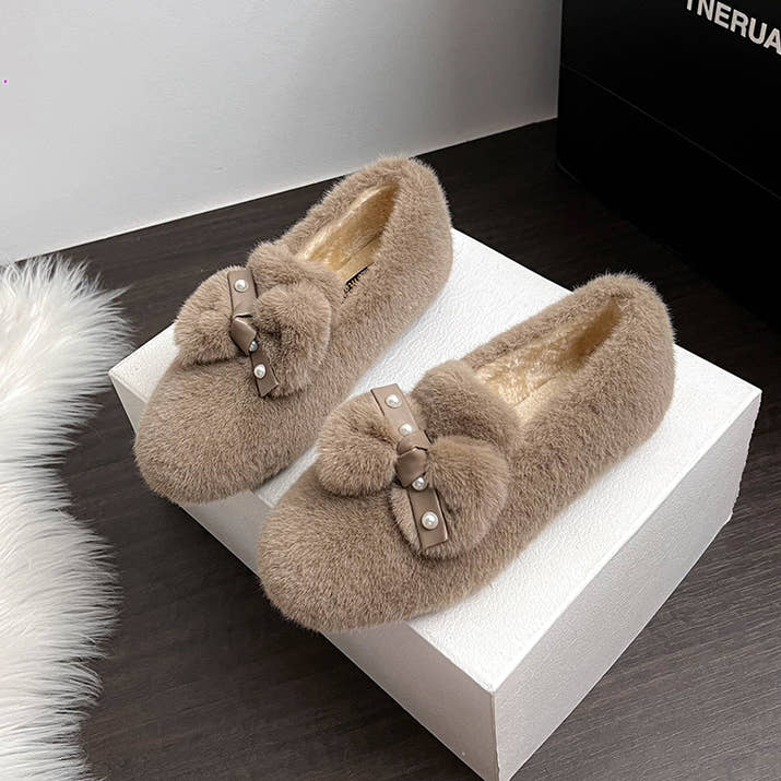 Isabella – Elegant Fur Bow Flats
