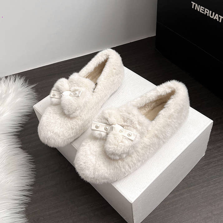 Isabella – Elegant Fur Bow Flats
