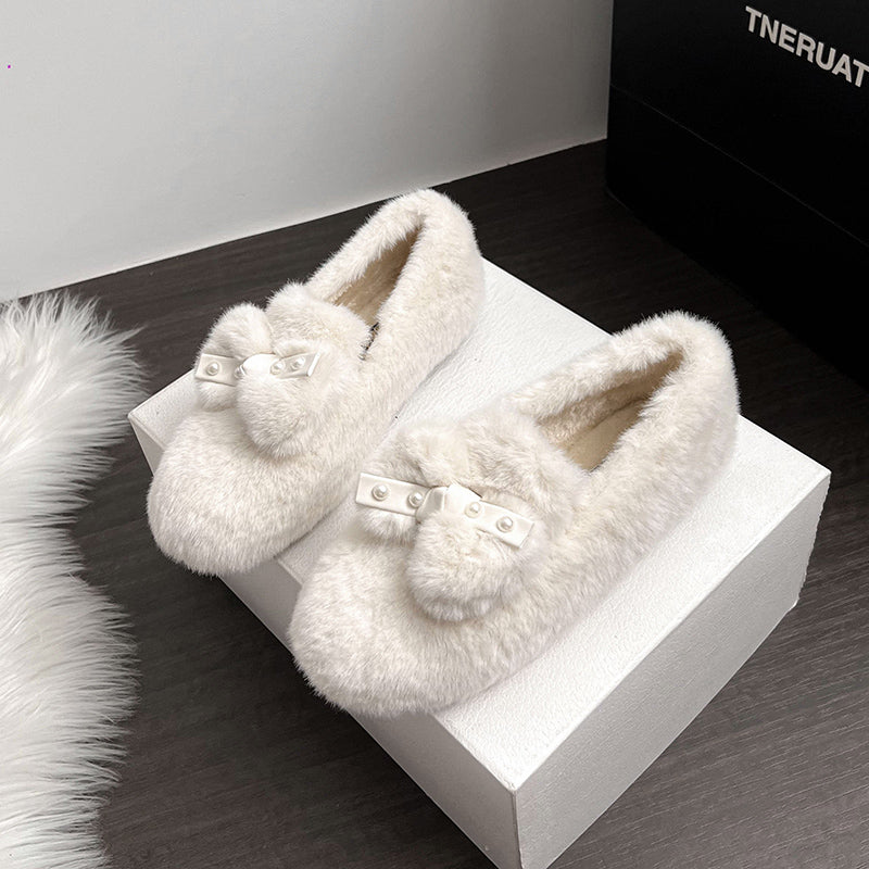 Isabella – Elegant Fur Bow Flats
