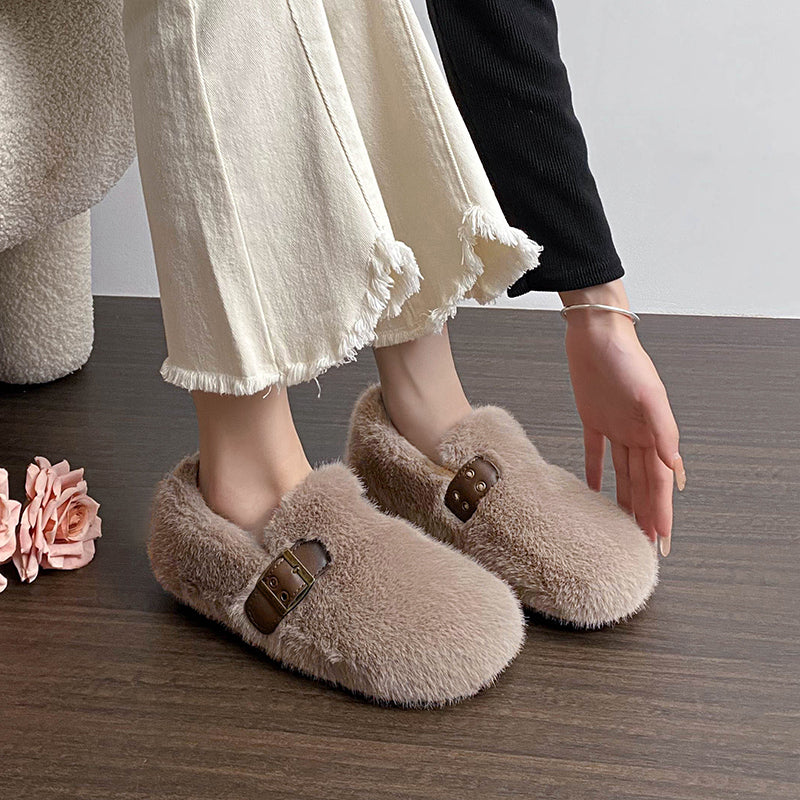 Valeria - Faux Fur Strap Shoes
