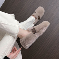 Valeria - Faux Fur Strap Shoes