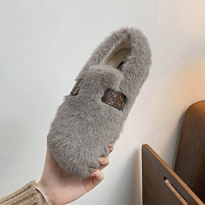 Valeria - Faux Fur Strap Shoes