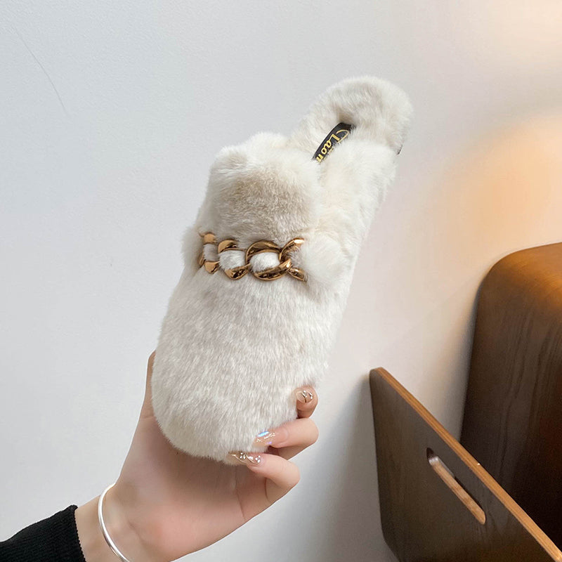 Gianna - Faux Fur Chain Mule Slippers