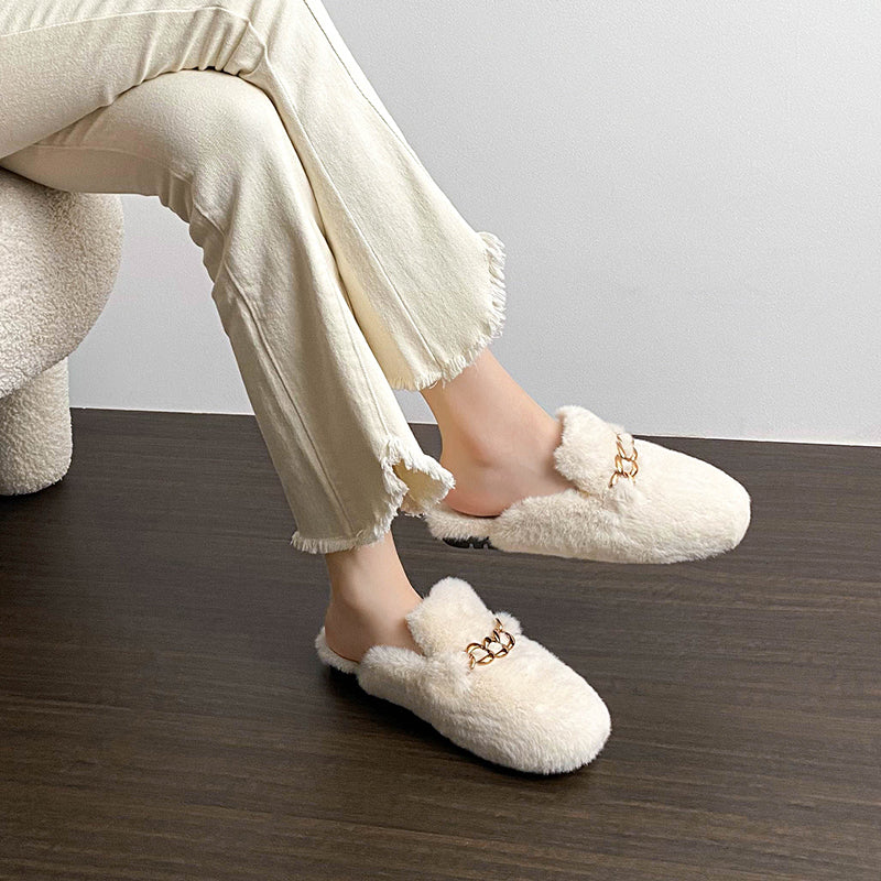 Gianna - Faux Fur Chain Mule Slippers