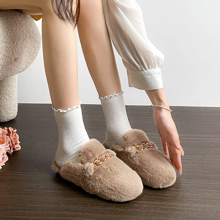 Gianna - Faux Fur Chain Mule Slippers