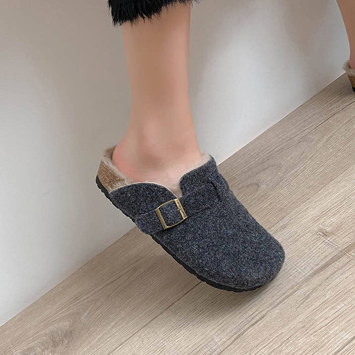 Marta - Modern Cork-Sole Winter Mules