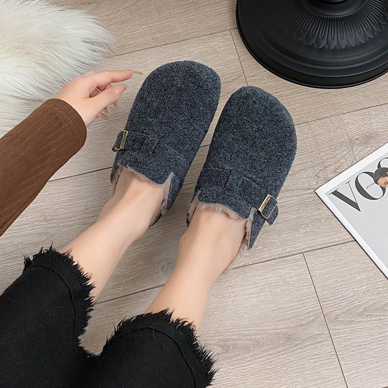 Marta - Modern Cork-Sole Winter Mules