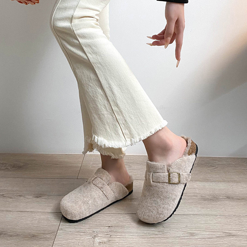 Marta - Modern Cork-Sole Winter Mules