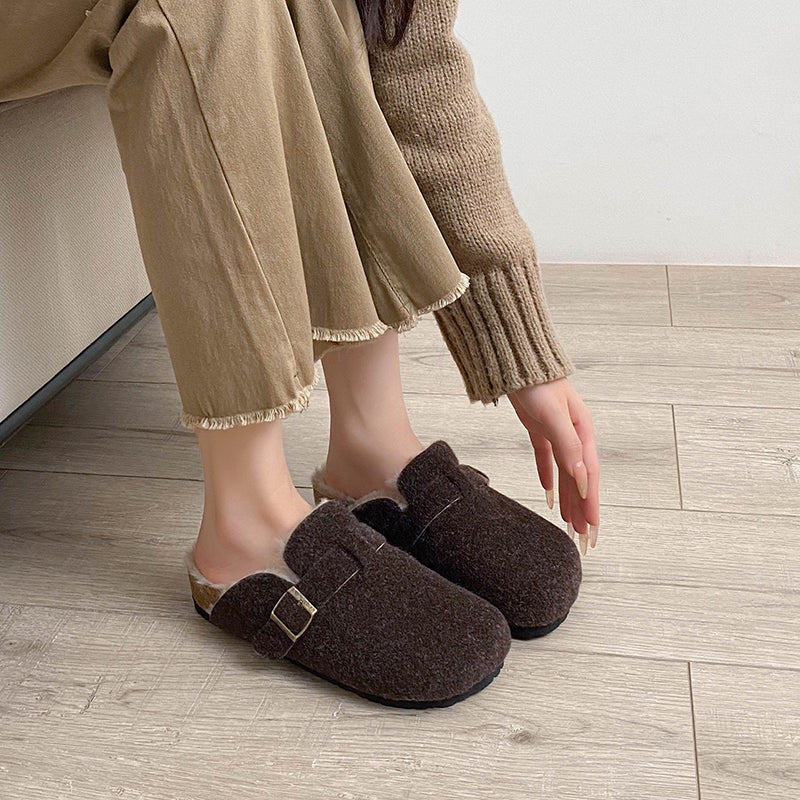 Marta - Modern Cork-Sole Winter Mules