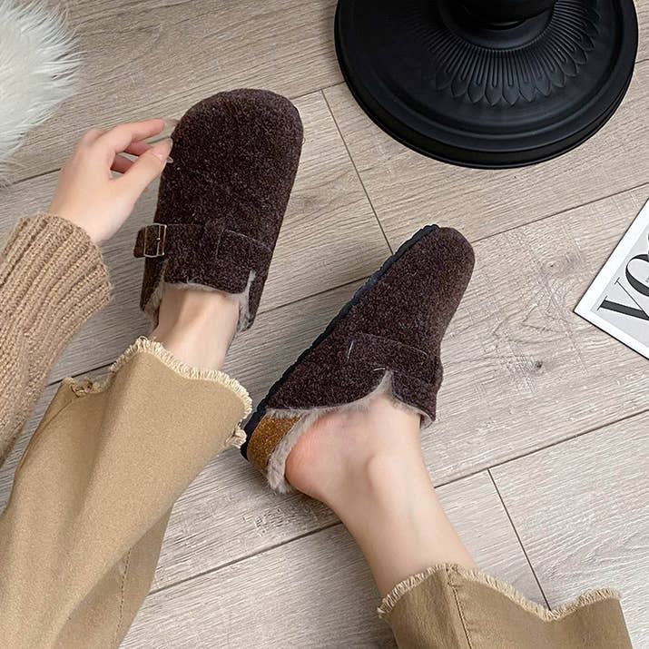 Marta - Modern Cork-Sole Winter Mules
