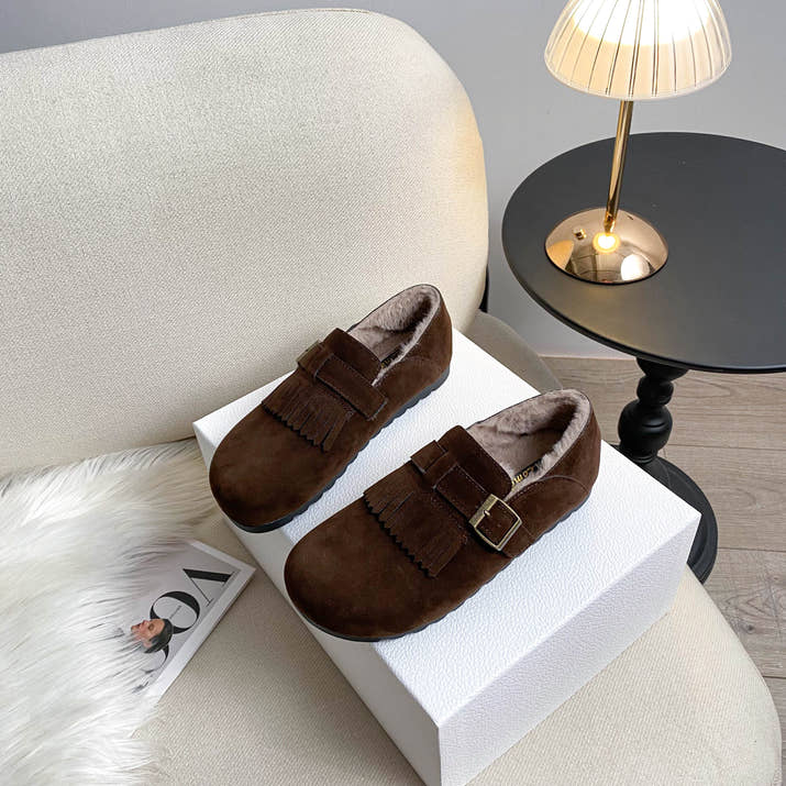 Mara - Vintage Buckle Winter Loafers