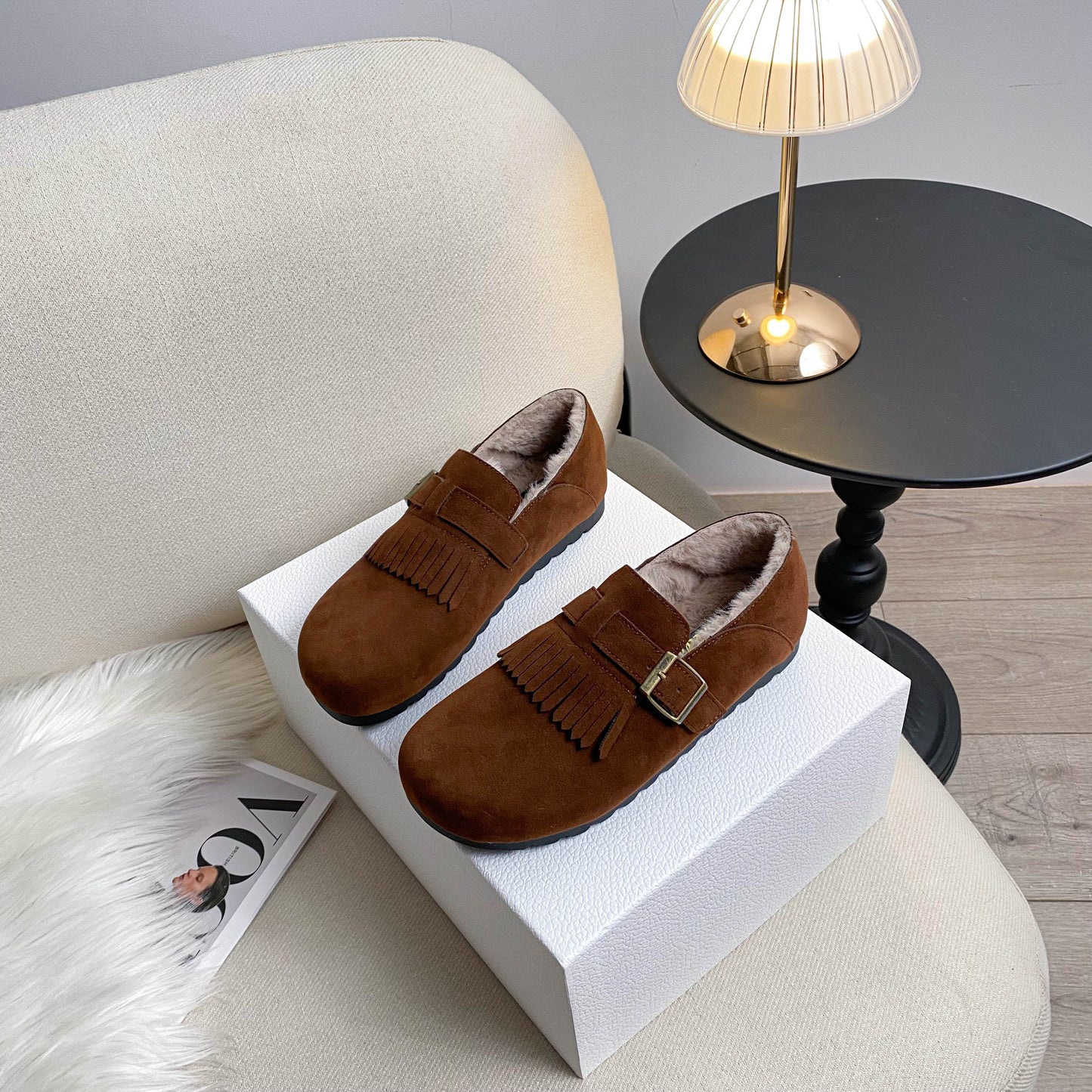 Mara - Vintage Buckle Winter Loafers