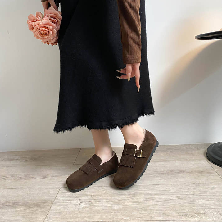 Mara - Vintage Buckle Winter Loafers