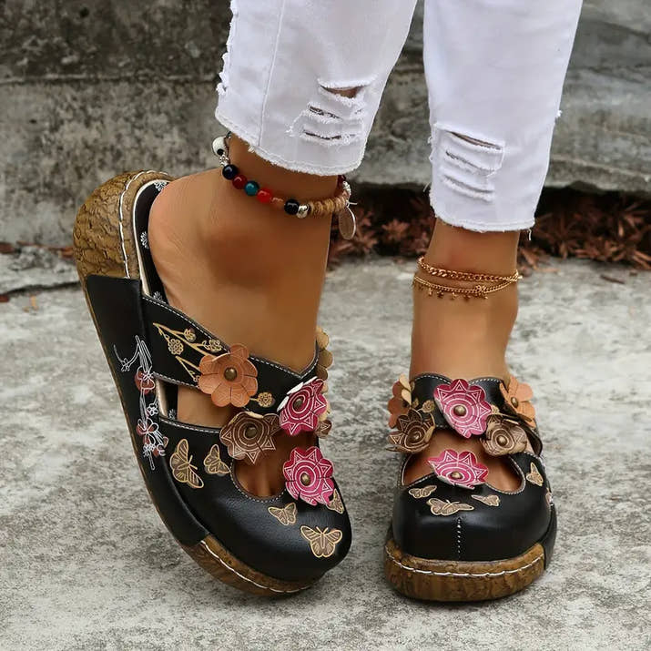 Quinn- Floral Mule Sandals