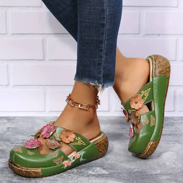 Quinn- Floral Mule Sandals
