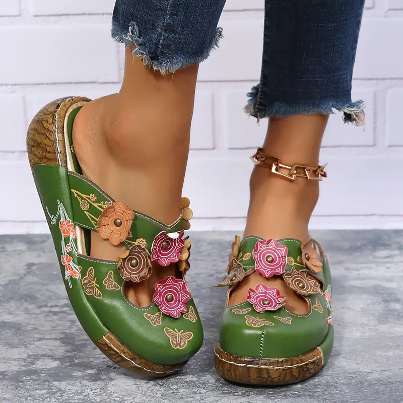 Quinn- Floral Mule Sandals