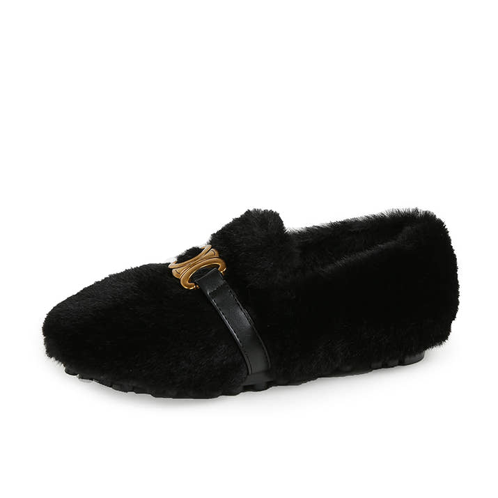 Isla - Buckled Fur Mocassins