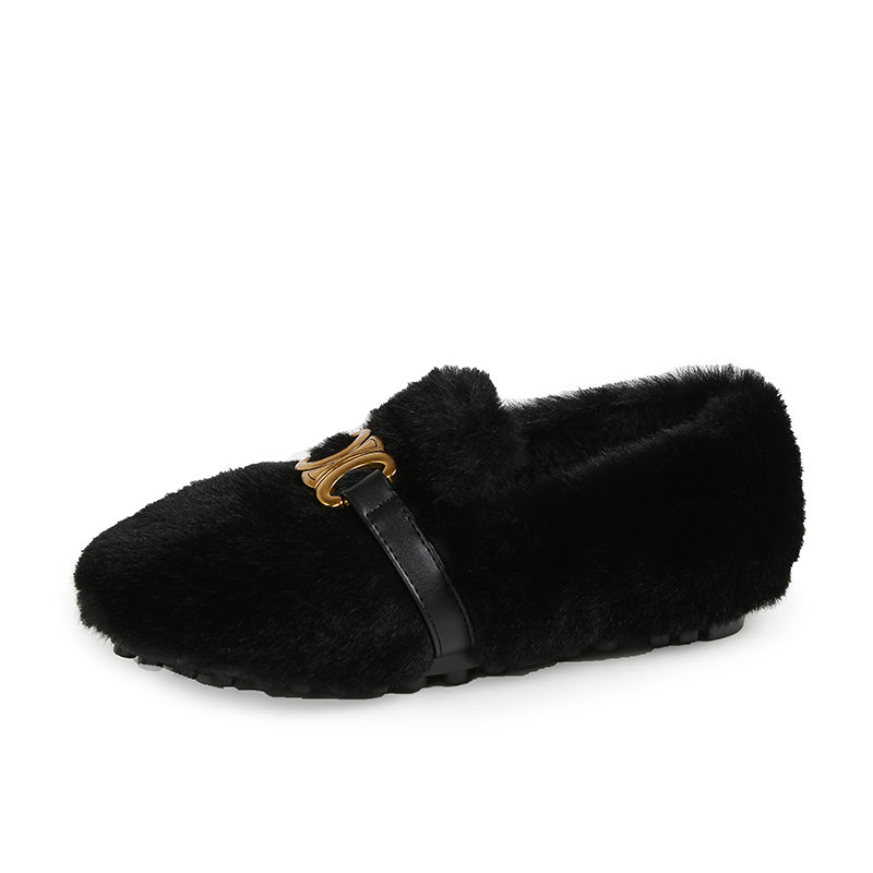Isla - Buckled Fur Mocassins