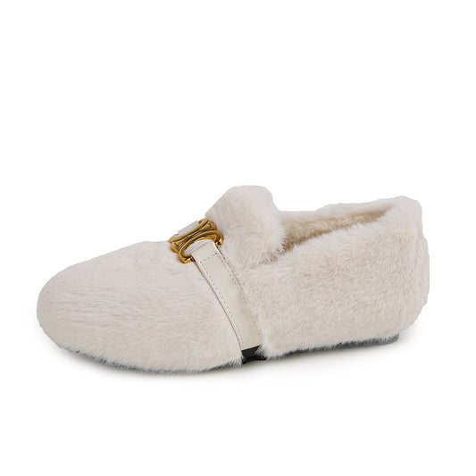 Isla - Buckled Fur Mocassins