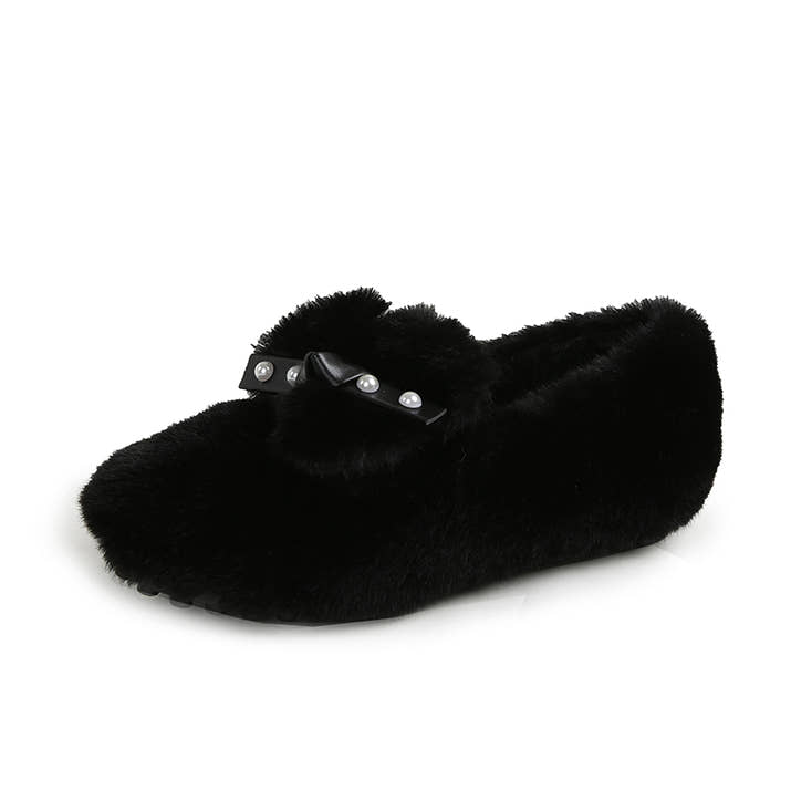 Isabella – Elegant Fur Bow Flats