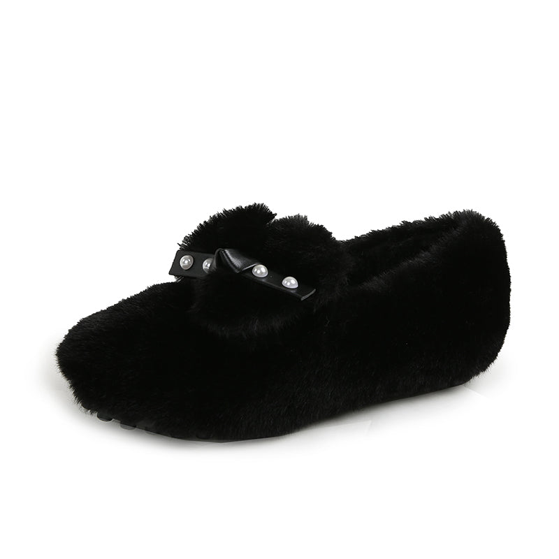 Isabella – Elegant Fur Bow Flats