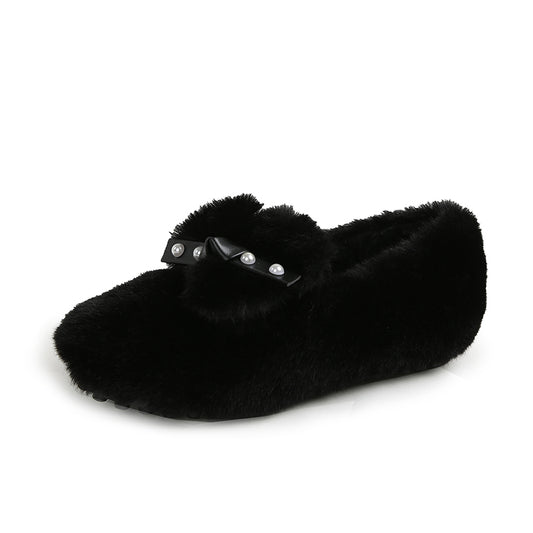 Isabella – Elegant Fur Bow Flats