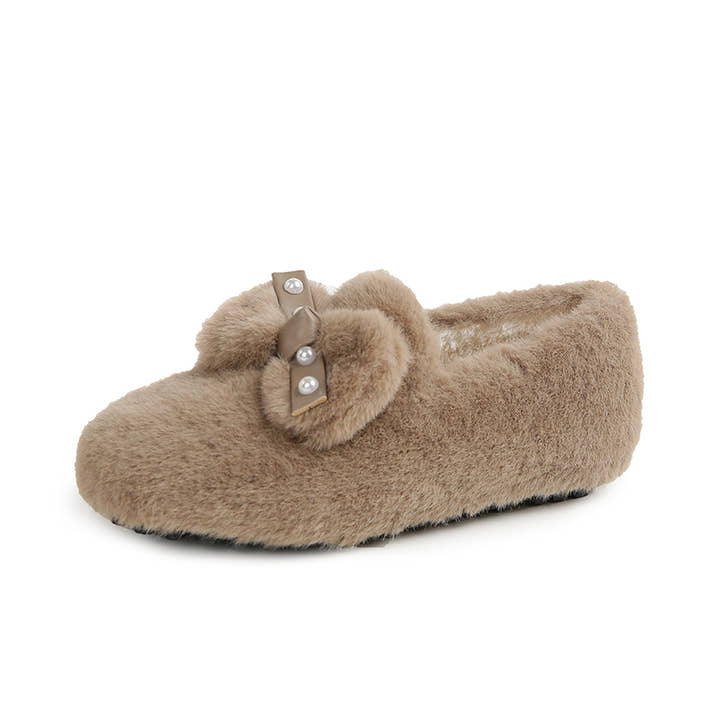 Isabella – Elegant Fur Bow Flats
