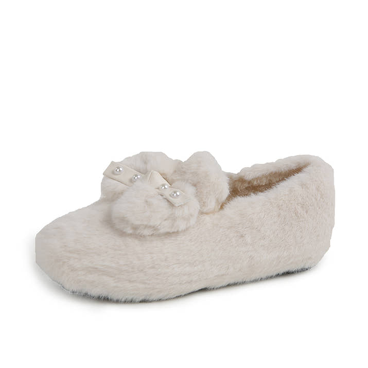 Isabella – Elegant Fur Bow Flats