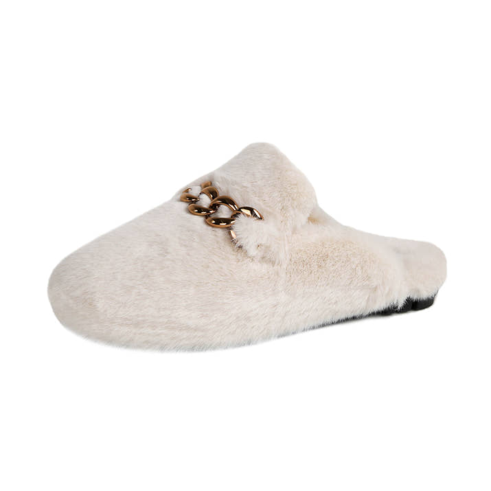 Gianna - Faux Fur Chain Mule Slippers