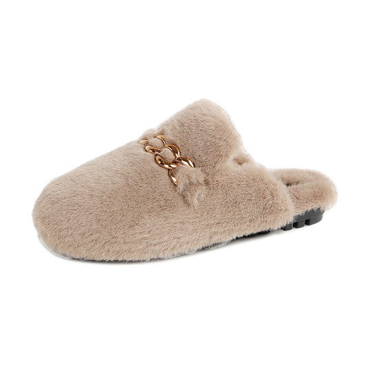 Gianna - Faux Fur Chain Mule Slippers