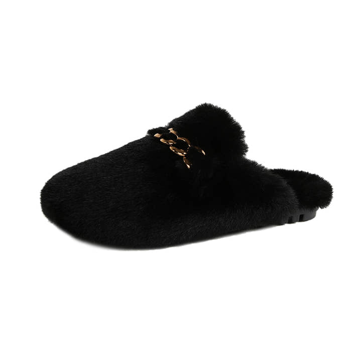 Gianna - Faux Fur Chain Mule Slippers