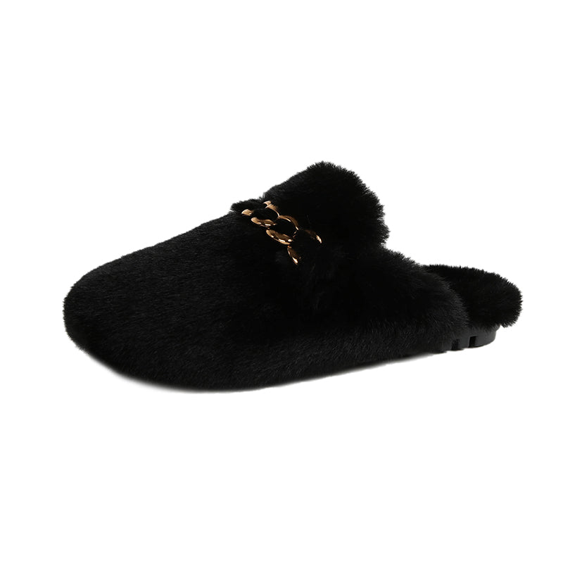 Gianna - Faux Fur Chain Mule Slippers