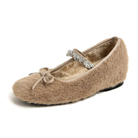 Stella - Rhinestone Strap Winter Flats