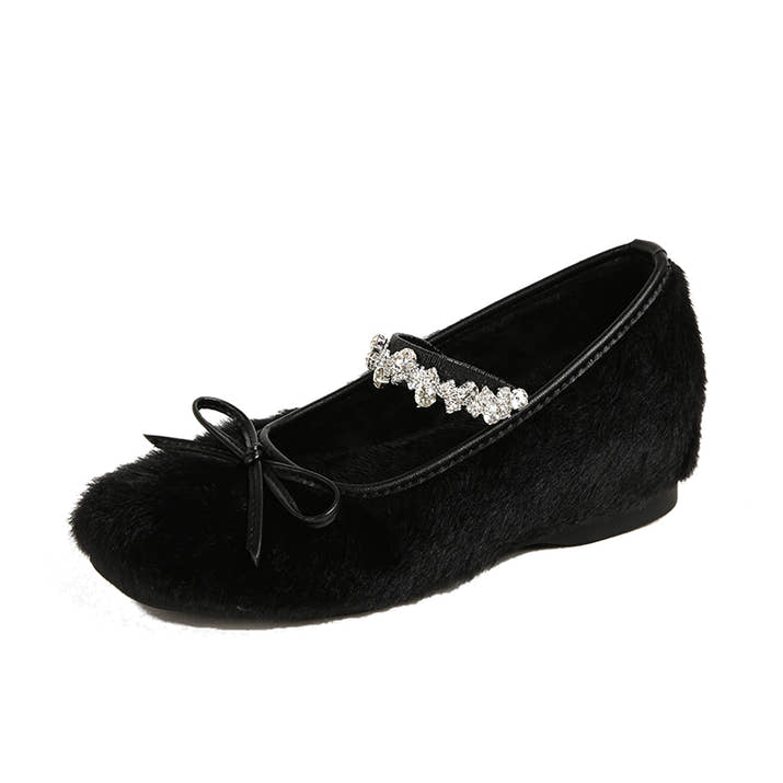 Stella - Rhinestone Strap Winter Flats