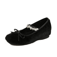 Stella - Rhinestone Strap Winter Flats
